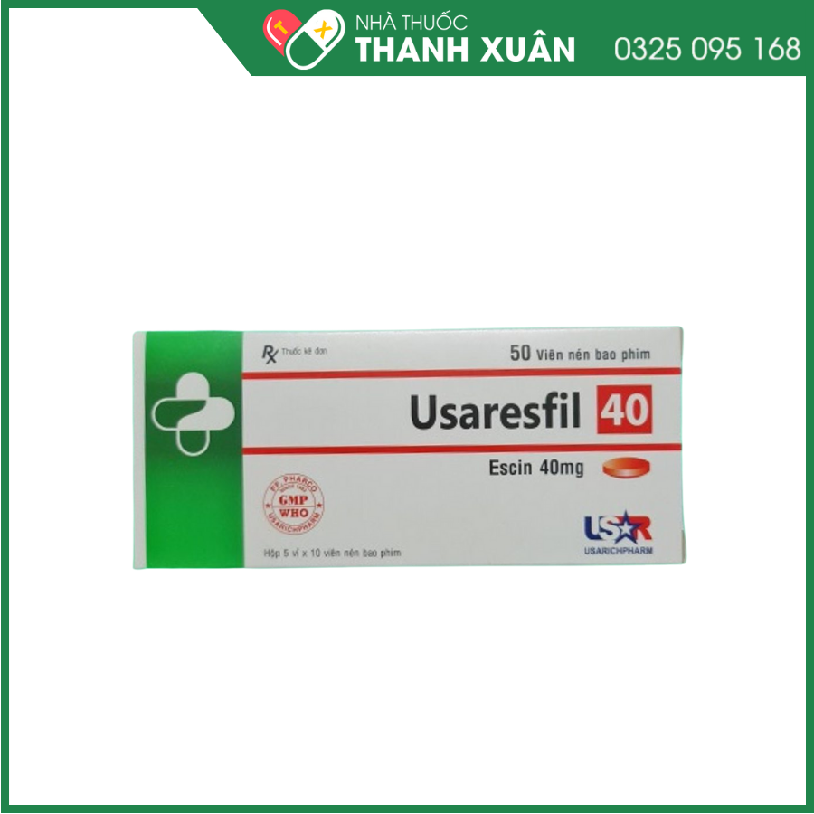 Usaresfil 40 điều trị thiểu năng tĩnh mạch mãn tính, trĩ, phù nề sau phẫu thuật